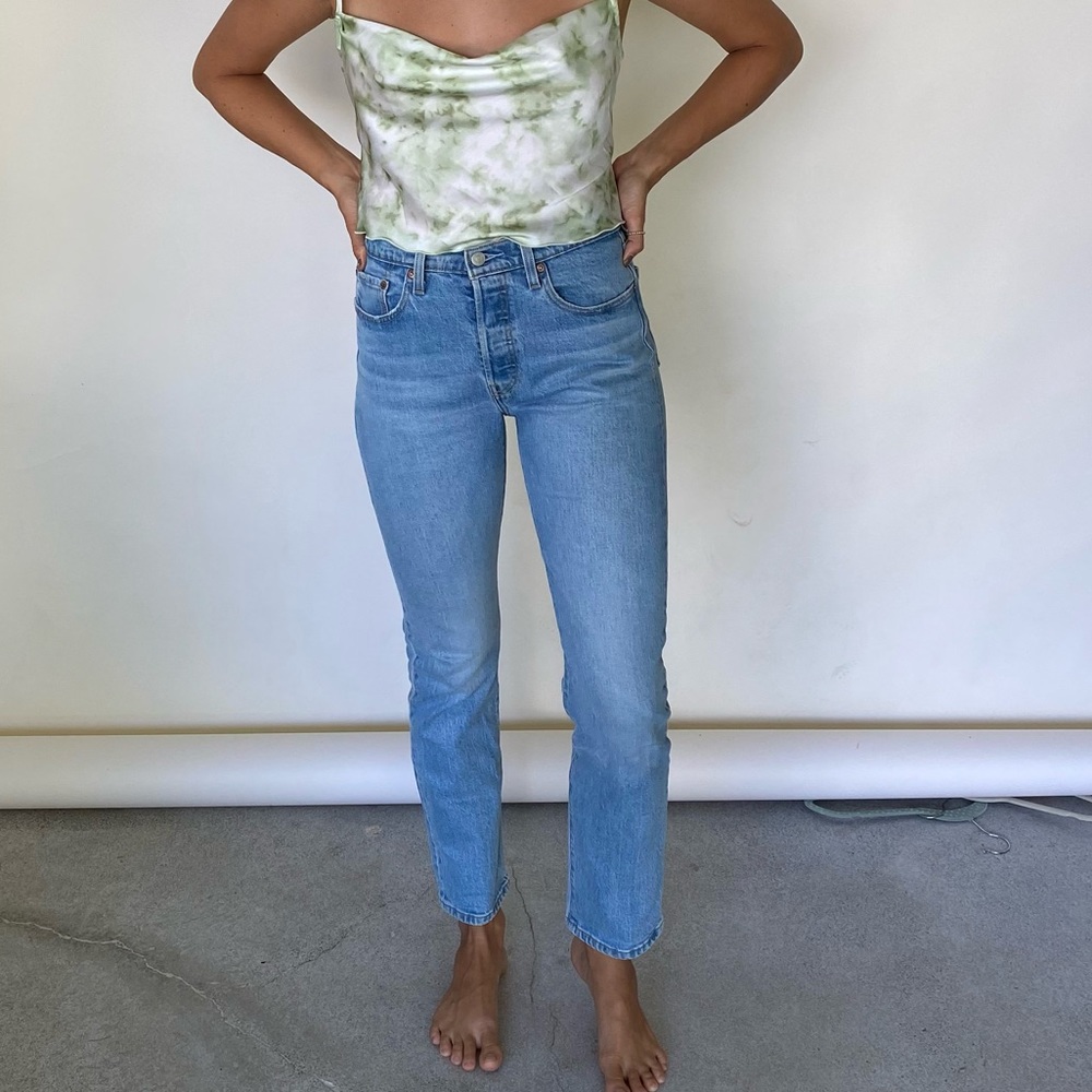 Levi’s 501 light wash with stretch denim